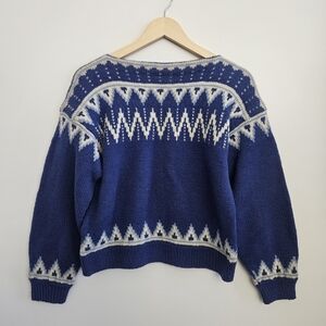Husfliden Norway Vintage Hand Knitted 100% Virgin Wool Nordic Sweater